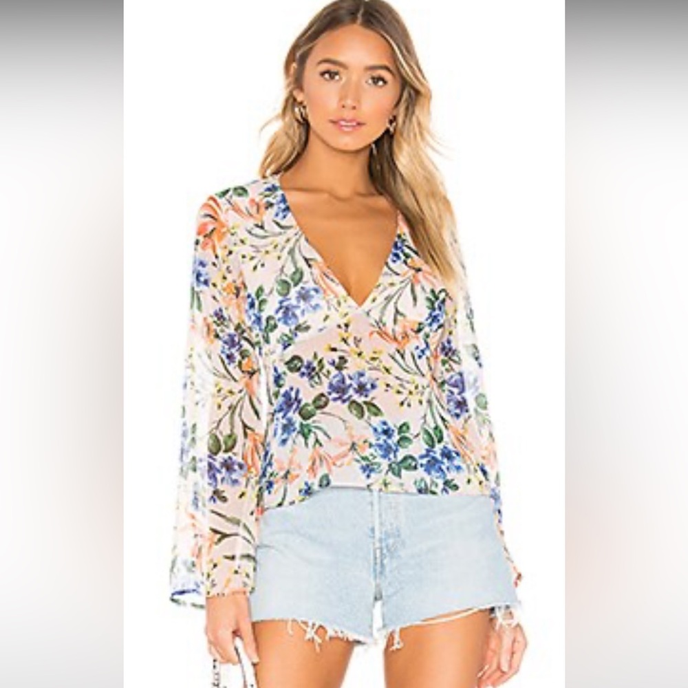 House of Harlow Blouse, Blush and Floral, Size Small, NWT